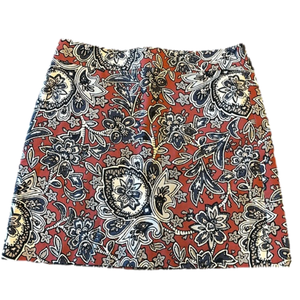 Loft floral, size 6, maroon blue and gray skirt mini- mid length. Super cute.